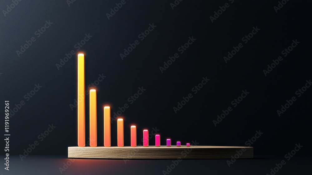 Poster a visually striking bar graph with colorful bars representing data, set against a dark background.