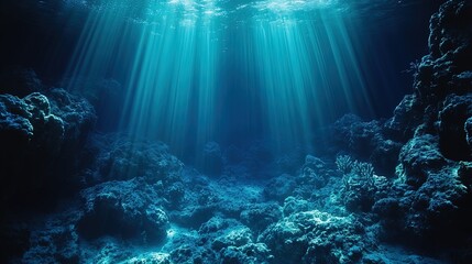 Dynamic underwater abstract textures with glowing bioluminescent details