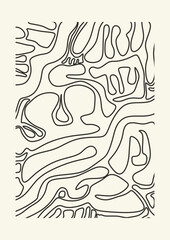 Floral theme abstract wall decoration texture background. Abstract boho with curves of various shapes