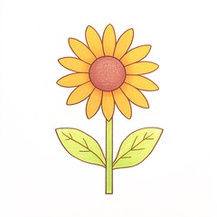 Cheerful yellow sunflower brightly blooms simple clean lines. AI Generated