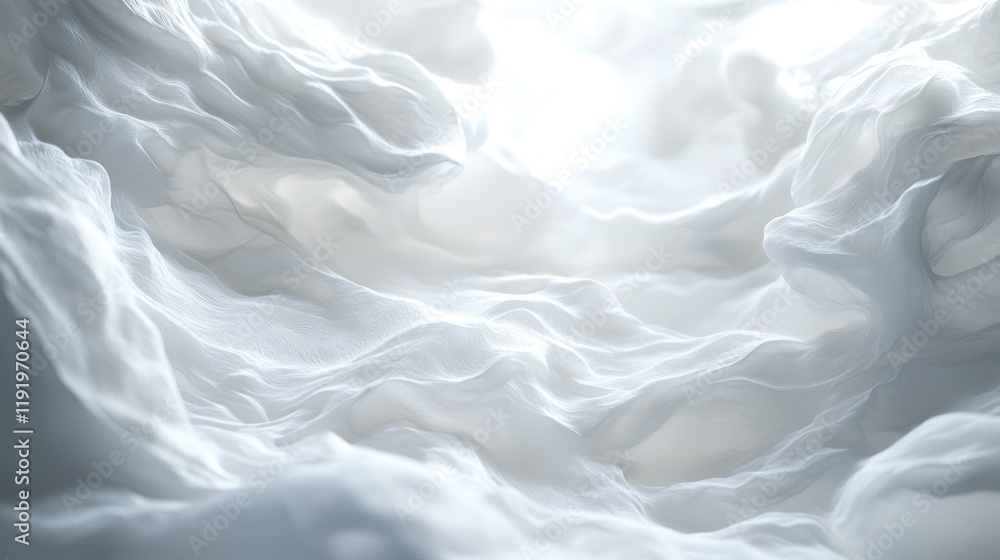 Poster abstract white fabric texture: serene and ethereal folds of white fabric, creating a calming and dre