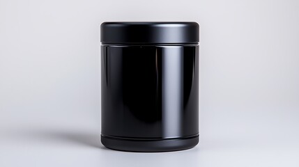 Black cylindrical container isolated on white background.