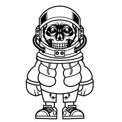 Mascot character design cartoon skull astronaut outline