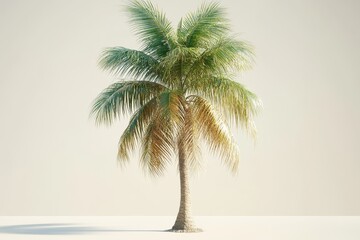 Fototapeta premium 3D rendering of a coconut tree isolated on a white background, isometric view, high-resolution photography.
