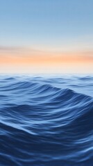 Fototapeta premium Serene ocean waves gently undulate under a soft sunrise glow. AI Generated
