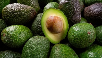 Ripe avocados ready to eat.  A vibrant green pile.