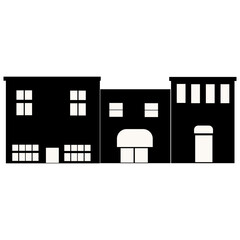 Silhouette of Cityscape Skyline. Isolated on White Background