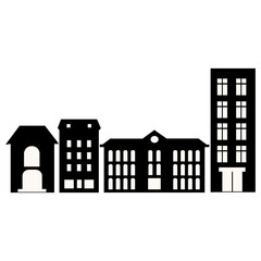 Fototapeta premium Silhouette of Cityscape Skyline. Isolated on White Background