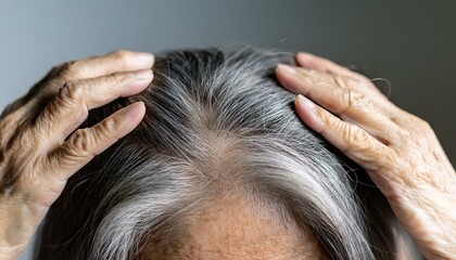 Obraz premium 頭皮を気にしている女性