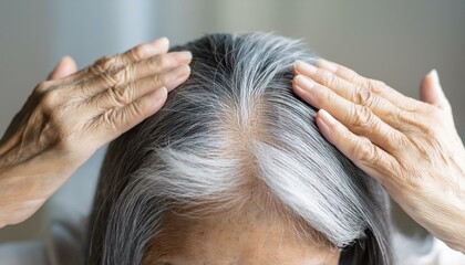 Naklejka premium 頭皮を気にしている女性