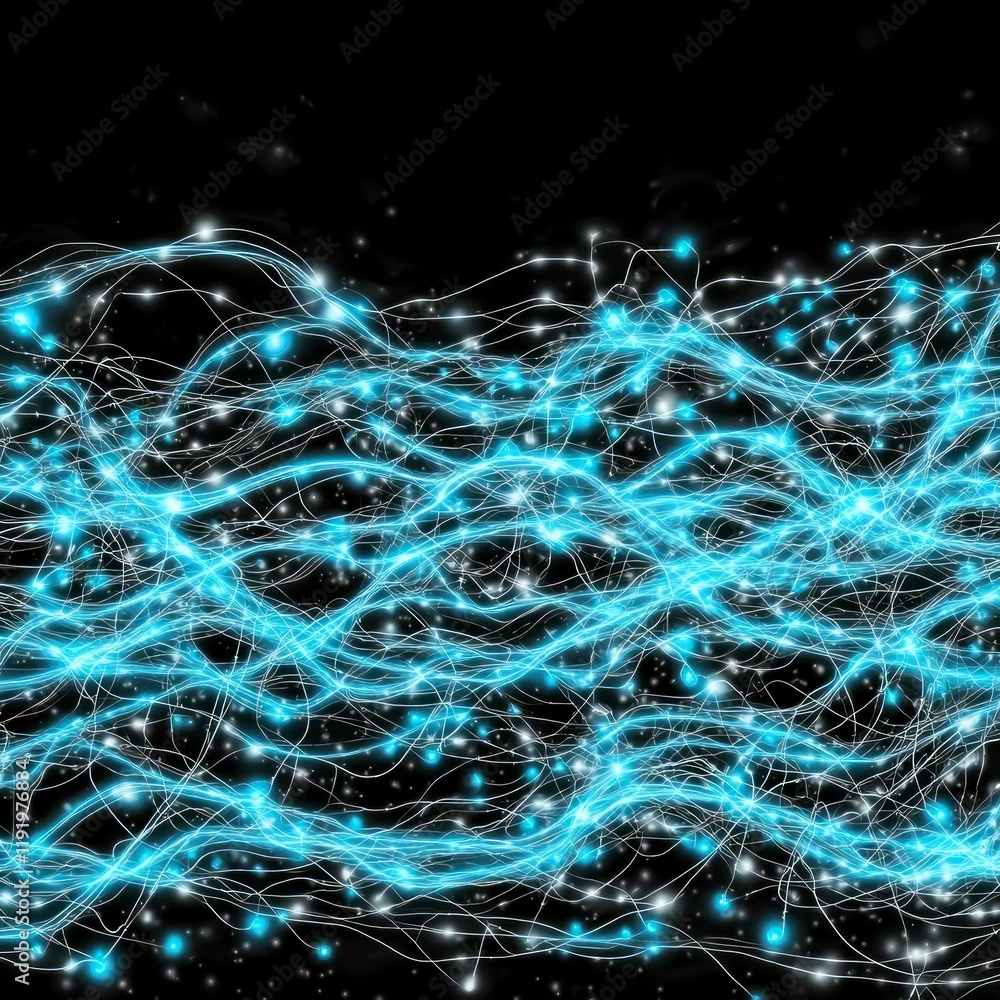 Poster abstract blue digital network technology internet connection cyber data wave lines