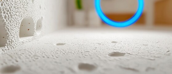 Abstract White 3D Render  Textured Surface  Neon Light  Holes