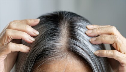 Naklejka premium 頭皮を気にしている女性