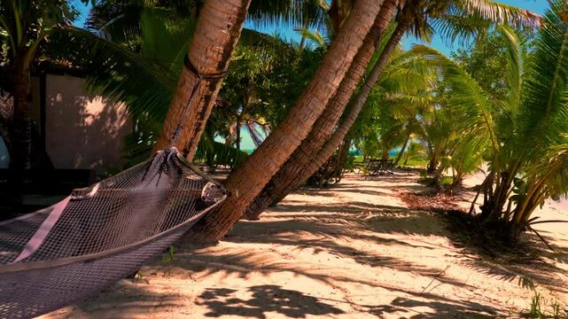 Hammock on a beach on a tropical island