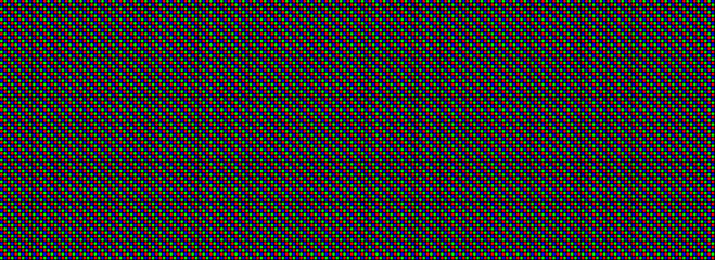 RGB pixel seamless pattern. Repeating LED screen background. LCD display circle dots wallpaper. Red Green Blue pixelated monitor texture. Repeated crt display backdrop. Vector