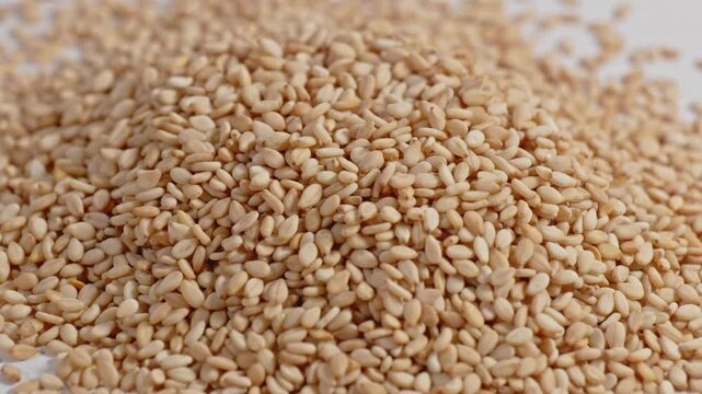 sesame seeds closeup, parallax shot, 4k.