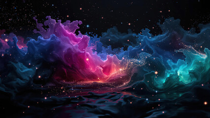 Majestic Nebula Cloudscape with Vibrant Colors and Swirling Cosmic Clouds in Deep Space