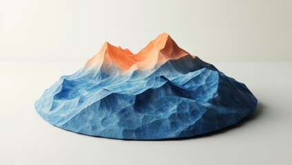 Obraz premium Abstract Mountain Sculpture: Blue and Orange Hues