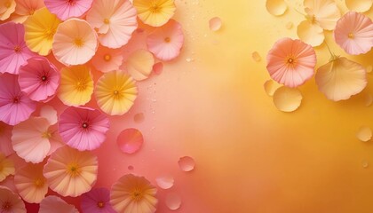pink and yellow background with flowers and a place for text