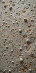 Abstract texture featuring circular shapes and cracks on a surface.