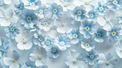 A serene arrangement of delicate blue flowers scattered across a light background.