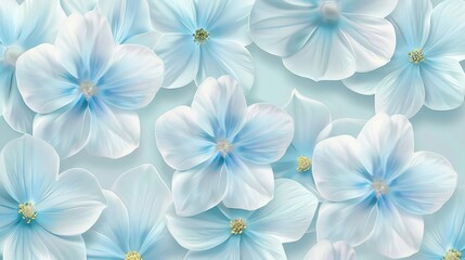 A serene arrangement of light blue flowers on a soft background, evoking tranquility.