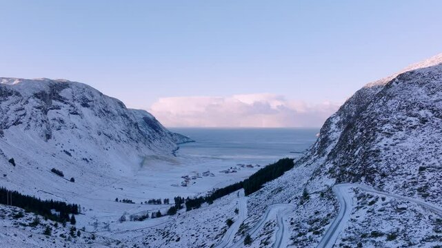 Famous Norwegian surfing spot, Hoddevik, on a beautiful winter day