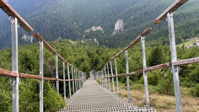 Climbing 500 stairs to Toaca Peak, Ceahlau National Park