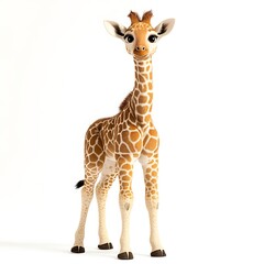 Obraz premium Cute baby giraffe, isolated, white background, wildlife illustration, for children's books