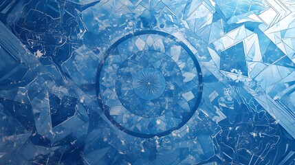 Geometric blue marble tiles with intricate patterns, creating a captivating visual display.