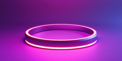 Glowing purple ring on a vibrant background. AI.