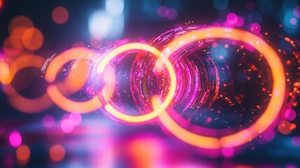 Abstract Neon Rings: A Symphony of Light and Color