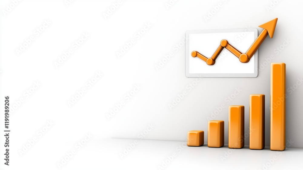 Poster dynamic growth graph and increasing bars representing success