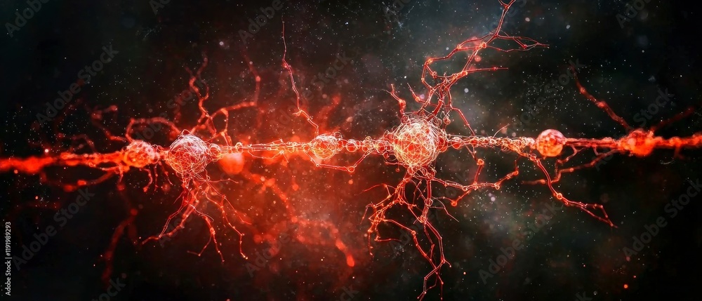 Aufkleber abstract red neural network quantum cyber technology background