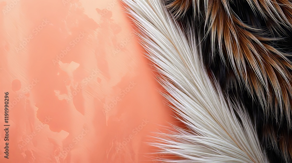 Poster abstract background with a gradient peach color and soft feather texture for design