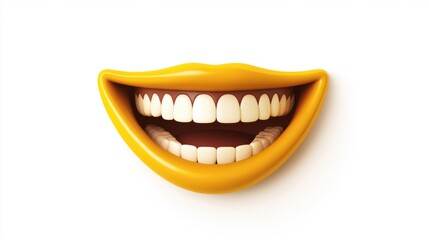 Naklejka premium A cheerful yellow smiley face emoji with a wide grin, isolated on a clean white background