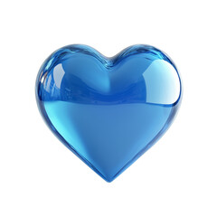 3D blue heart icon, isolated on transparent background