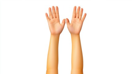 Obraz premium A hands-up emoji with both hands raised, radiating excitement or celebration, isolated on a clean white background