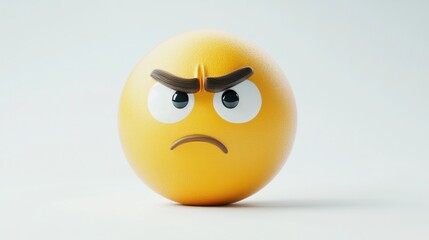 Fototapeta premium A puzzled emoji with a tilted head and raised eyebrow, symbolizing confusion, on a clean white background