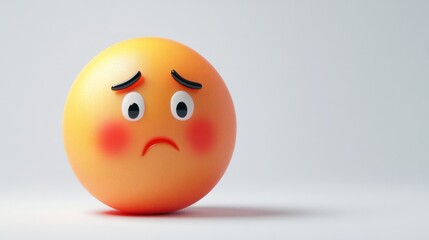 Fototapeta premium A red-cheeked emoji with a shy smile, looking embarrassed, perfect for bashful expressions, on a white backdrop