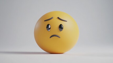 Fototapeta premium A sad emoji with a single tear rolling down its cheek, looking emotional, on a clean white background
