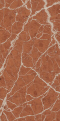 A close-up of a textured red marble surface with white veins.