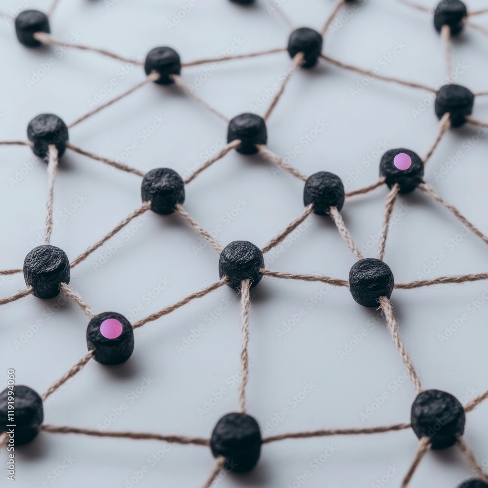 Poster global network connection interlinked nodes communication teamwork and data analysis