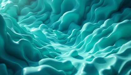 Obraz premium Abstract Teal Fluid Landscape 3d Render