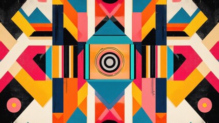 Vibrant Geometric Abstract Art Colorful Shapes Bold Lines Modern Design