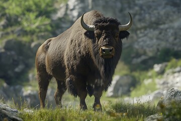 Majestic European Bison in its Natural Habitat