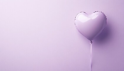 Valentines heart balloon pastel lavender card romantic decor minimalist space close-up view love concept