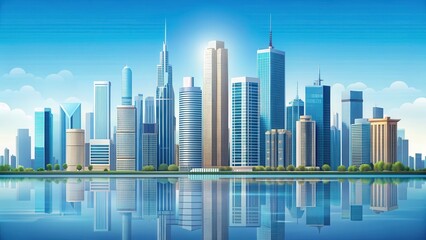 Minimalist cityscape with skyscrapers and urban landscape in a modern style, minimalist design, metropolitan area