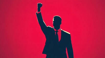 An empowering silhouette of a man in a suit, symbolizing strength and determination. Ideal for Black History Month, corporate events, and motivational campaigns.