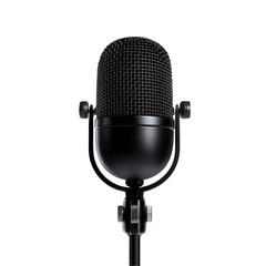 Classic black microphone on a stand. transparent background
